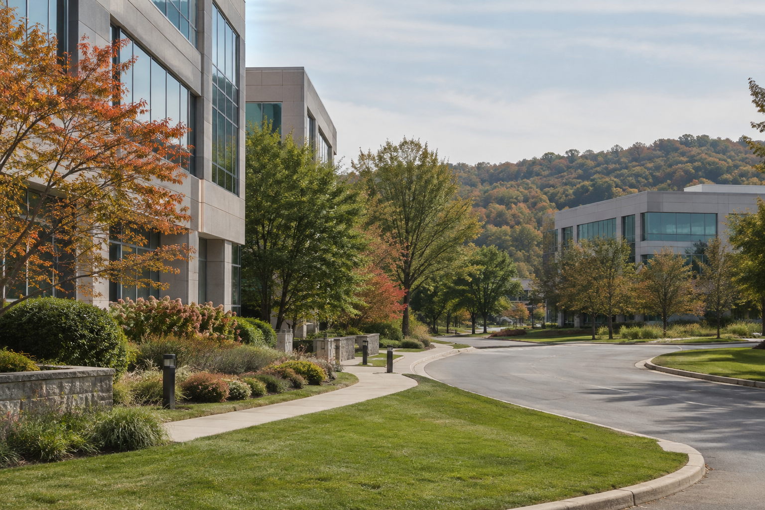 Suburban office district in Radnor Township, Pennsylvania, illustrating the location of Glanua’s US expansion.